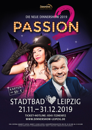 Plakat Dinnershow Passion 2 Stadtbad Leipzig 2019
